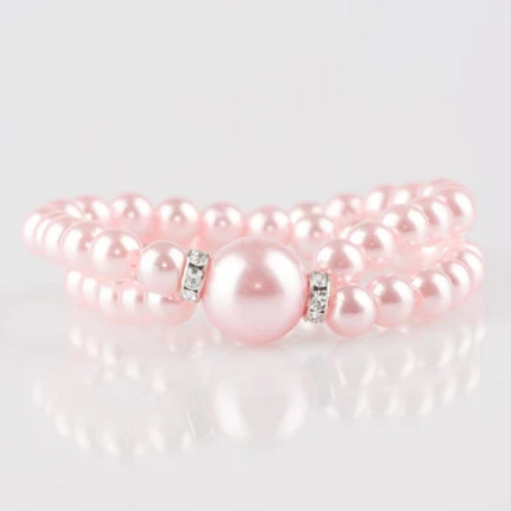 Romantic Redux Beaded Pink Pearl Bracelet By Paparazzi - Picture 3 of 6